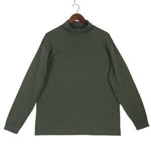 L.L.Bean Mens Carefree Unshrinkable Turtleneck SZ L Olive Green Long Sleeves EUC